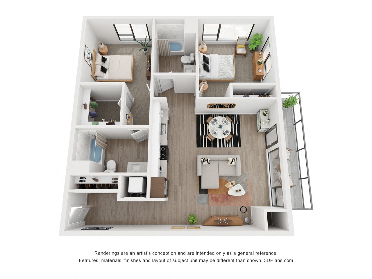 Two bedroom floor plan The Mansion_C9